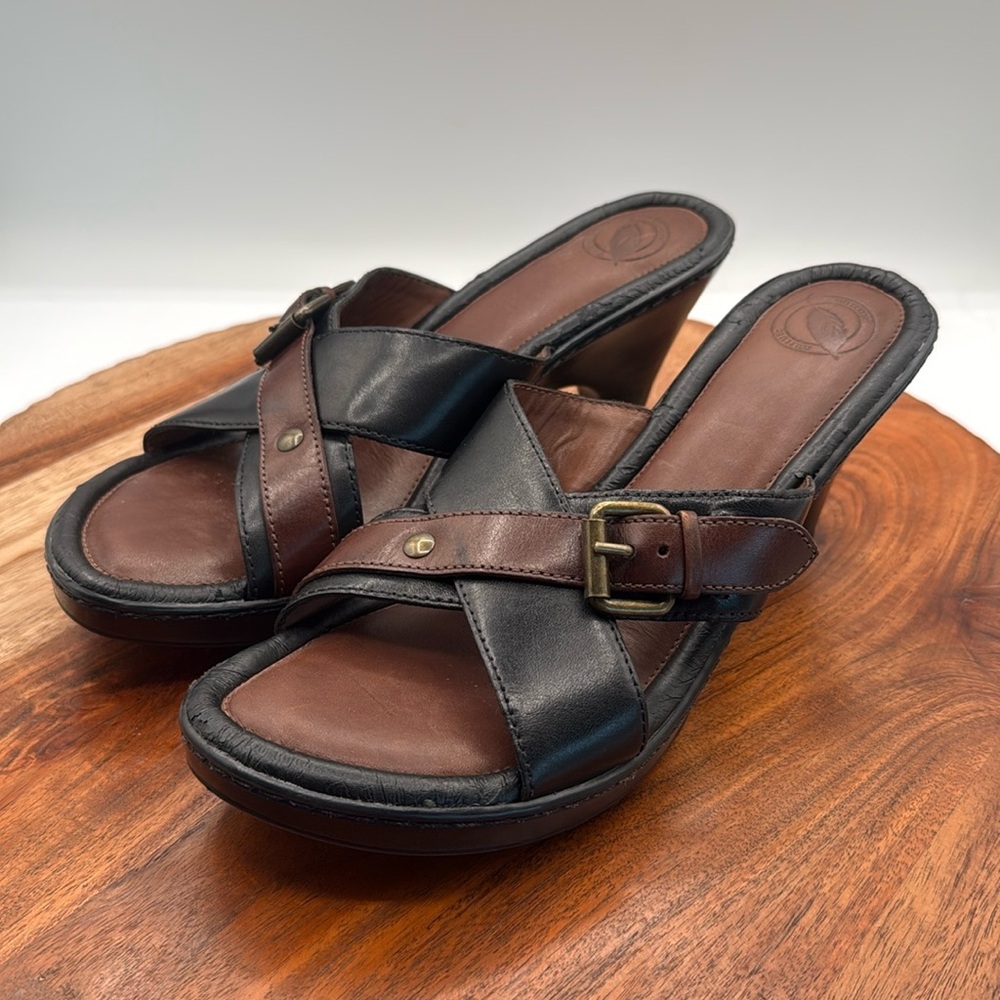 Nurture by Lamaze Strappy Leather Sandals Black& Brown 8.5